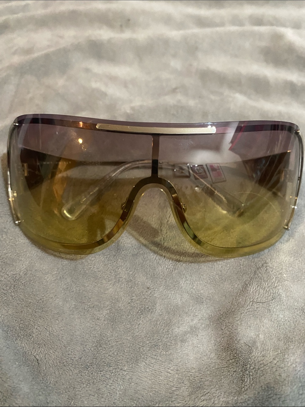 Gradient Shield Sunglasses in Brown and Yellow - Fashion Women's Sun Shield